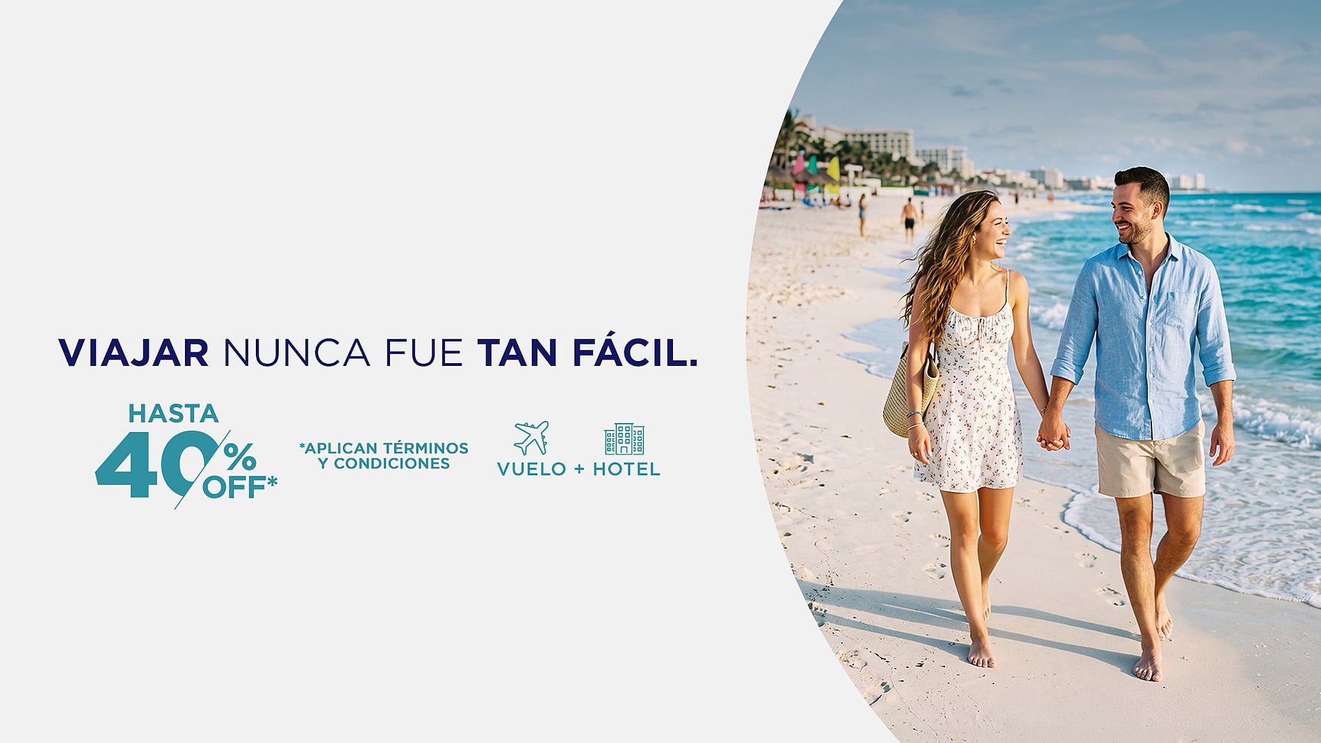 Pareja en la playa con oferta de Park Royal: Corpo hasta 40% OFF.