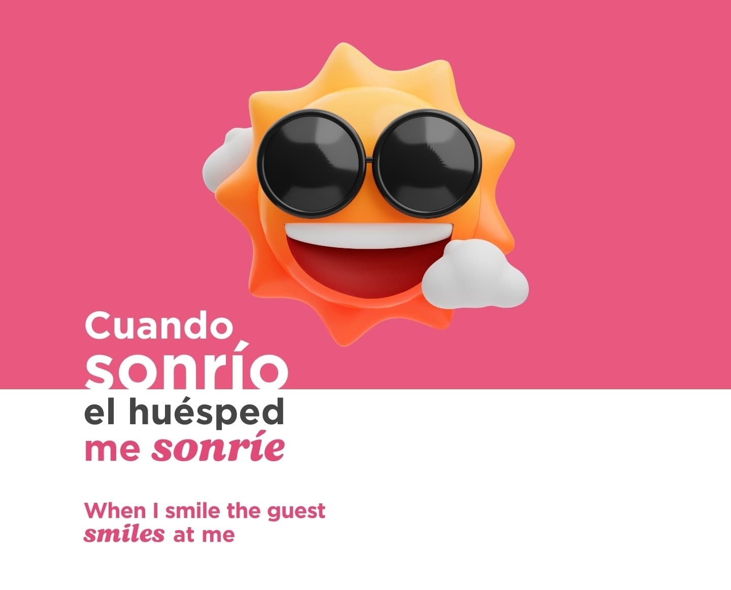 a cartoon sun wearing sunglasses says cuando sonrio el huespej me sonrie