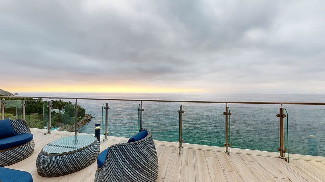 Terrace with sea views of the Hotel Grand Park Royal Puerto Vallarta
