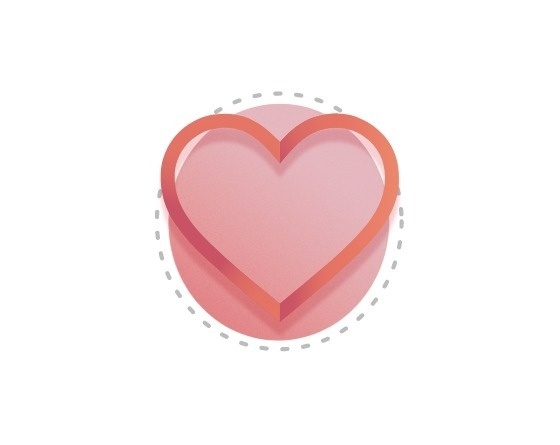 a pink heart with a circle around it