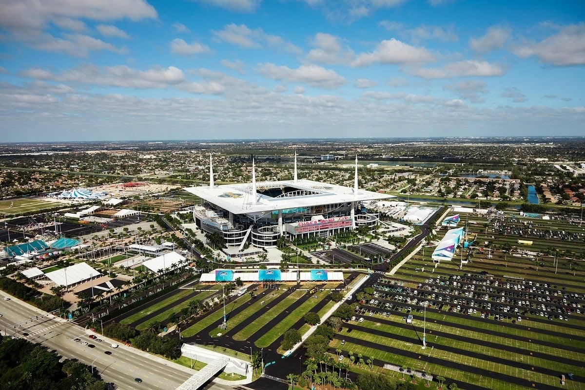 una vista aérea del estadio de fútbol miami dolphins