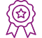 un pixel art de una cinta morada con una estrella en el medio .