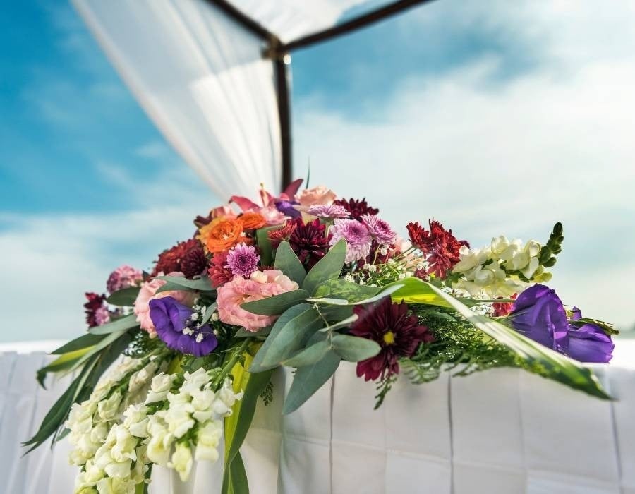 Bridal flower bouquet on a table, Park Love has special services for weddings