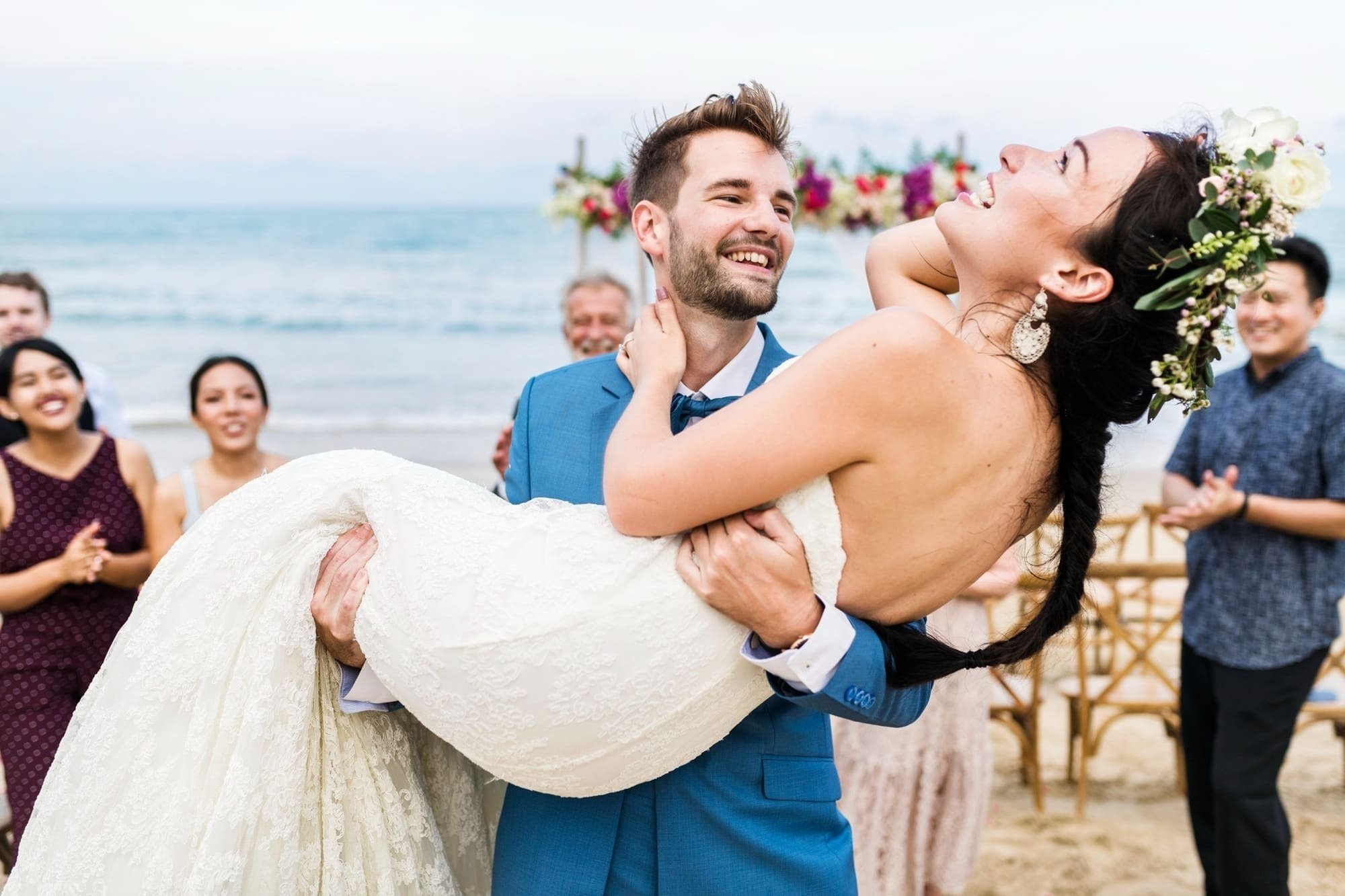 Bride and Groom at beach, the best place for a wedding in Mexico