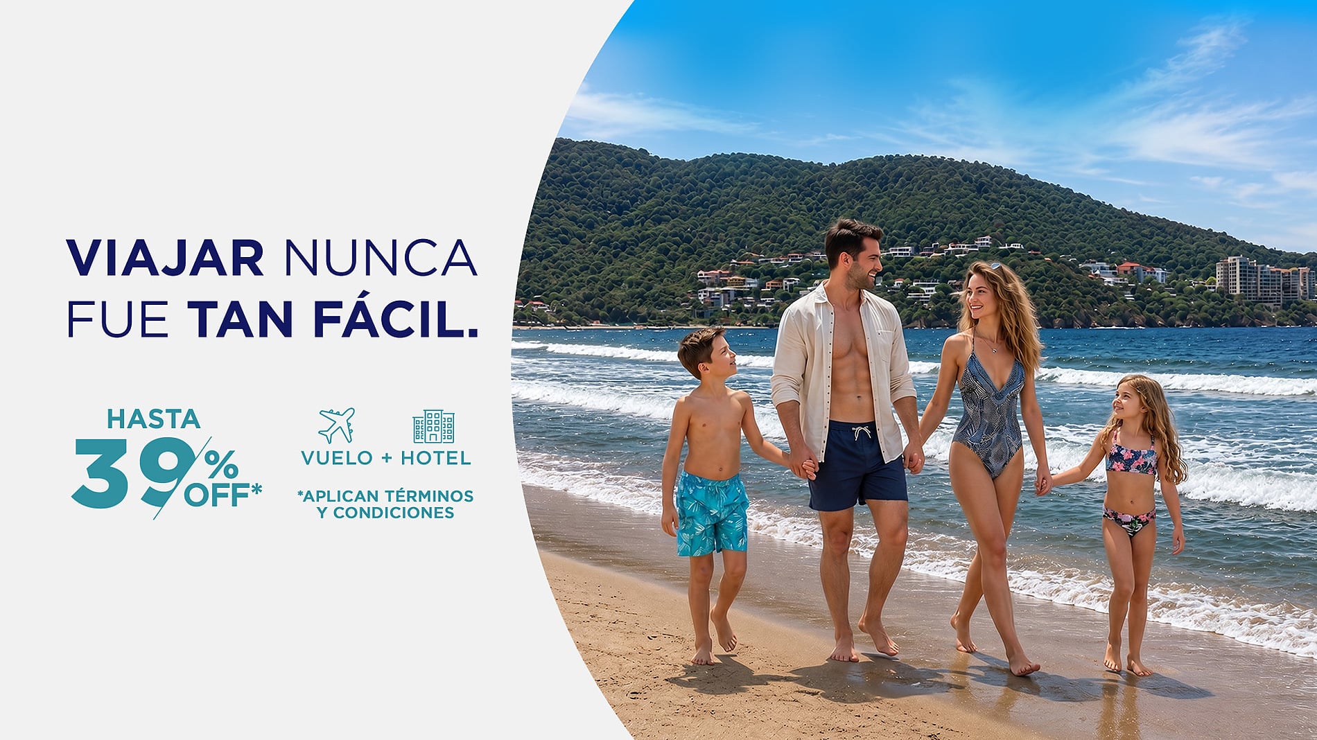 Familia disfrutando unas vacaciones en la playa, oferta de hotel y vuelo con Hotel Park Royal Beach Ixtapa | Pacífico Mexicano | Web oficial.