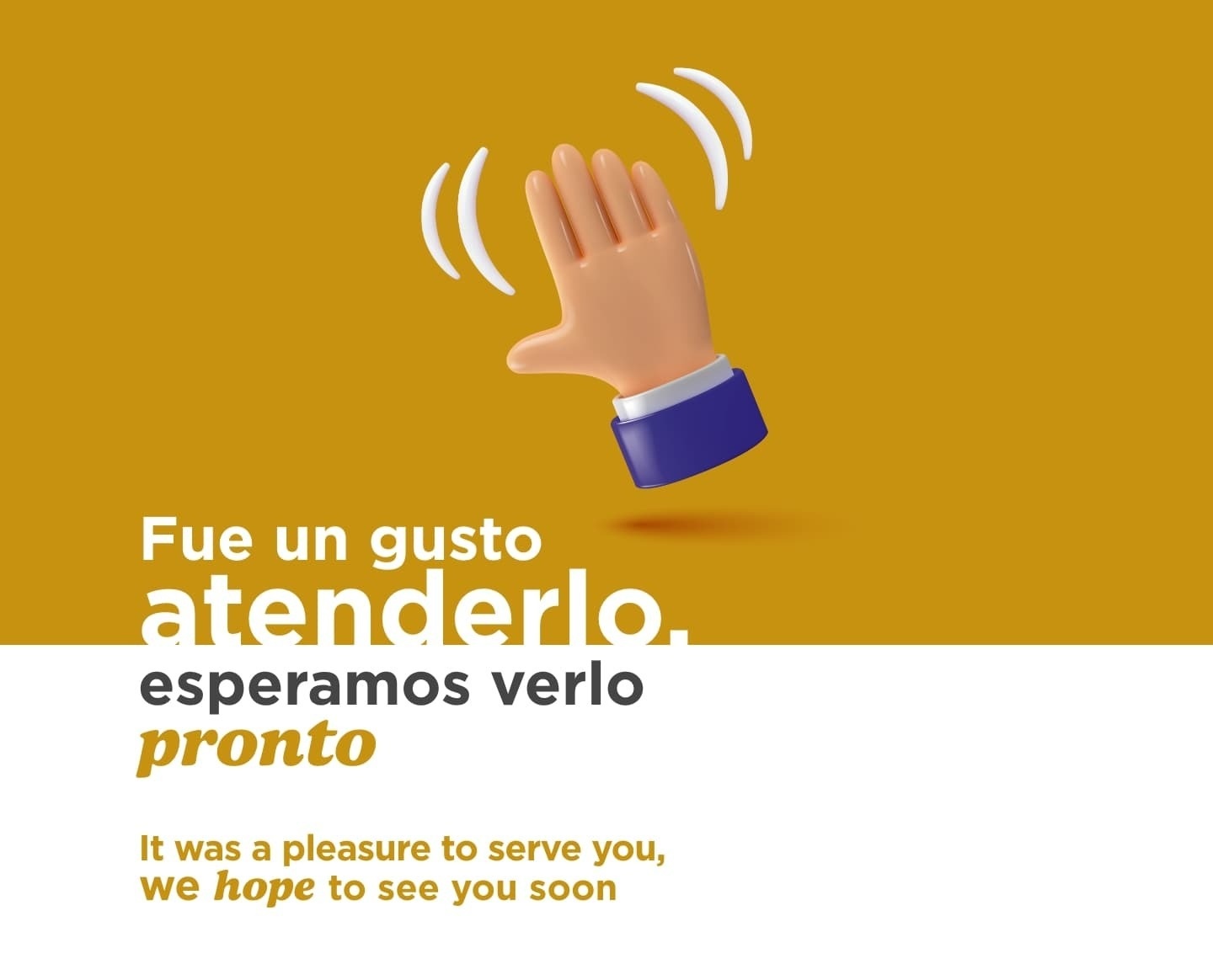 a cartoon hand with the words fue un gusto atenderlo