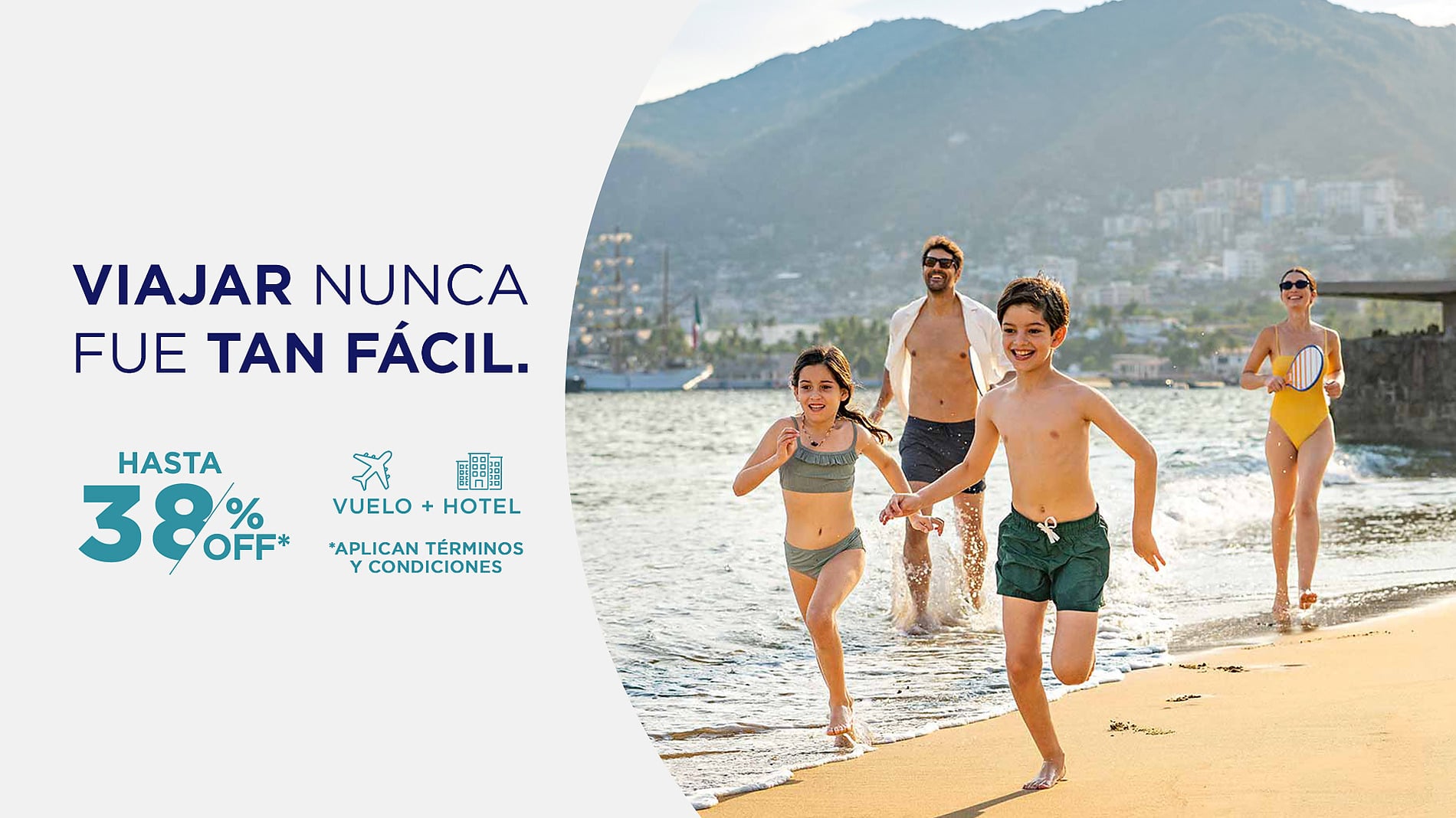 Familia feliz en la playa, disfruta de hasta 38% de descuento en Hotel Park Royal Beach Acapulco | Pacífico Mexicano | Web Oficial.
