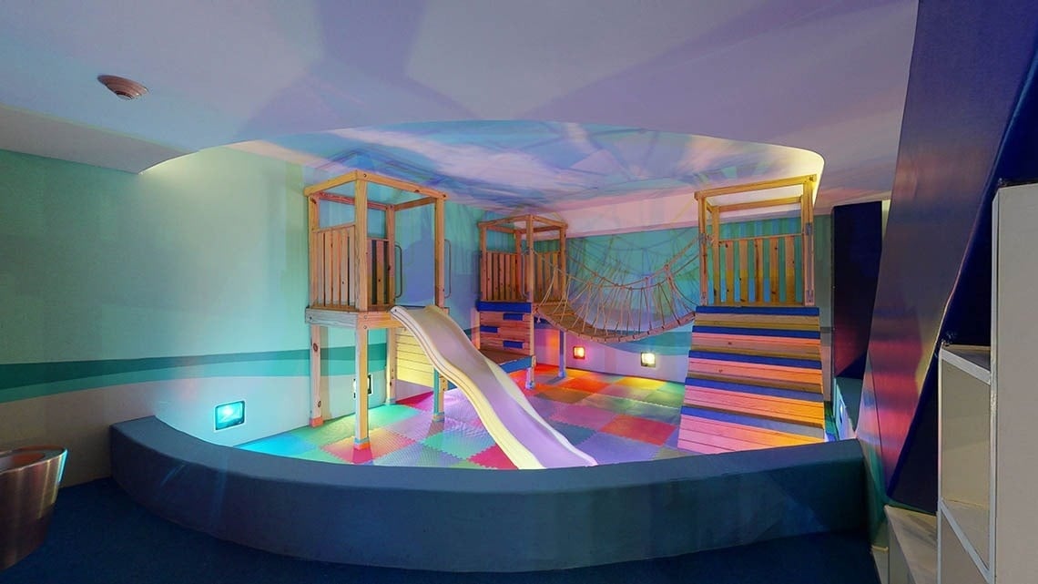 Children´s area, kids club, with slides at the Hotel Grand Park Royal Puerto Vallarta