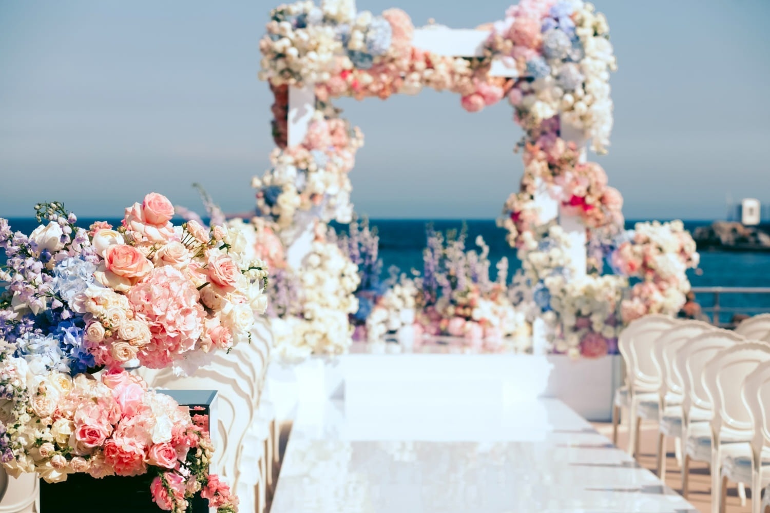 altar decorated with flowers to celebrate your outdoor wedding