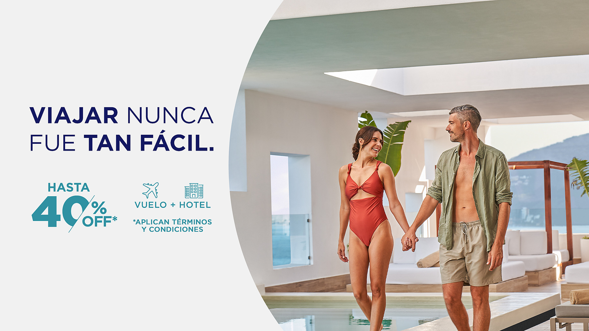 Pareja disfrutando vacaciones con hasta 40% de descuento en Hotel Grand Park Royal Puerto Vallarta | Pacífico Mexicano.