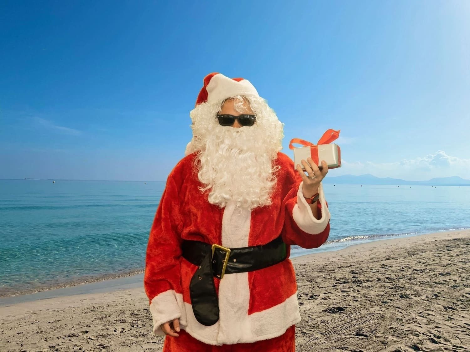 O Pai Natal na praia