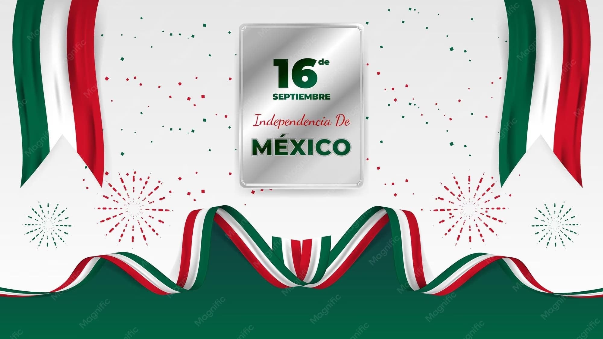 Mexican Independence Day celebration with fireworks and flags Park Royal: Corpo