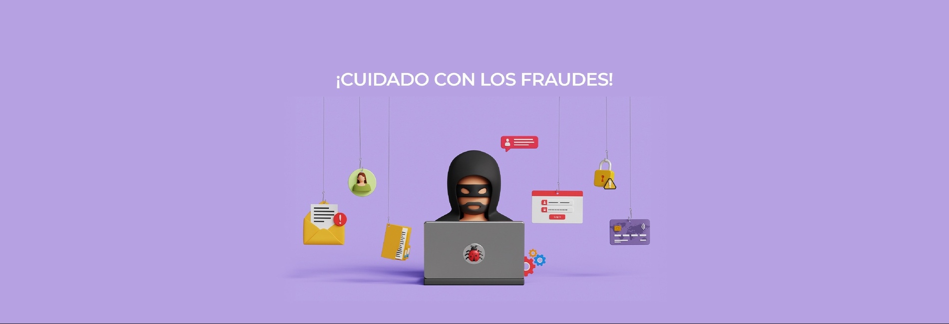 un cartel que dice cuidado con los fraudes