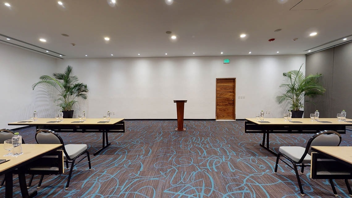 Event room with lectern of the Hotel Grand Park Royal Puerto Vallarta, Mexican Pacific