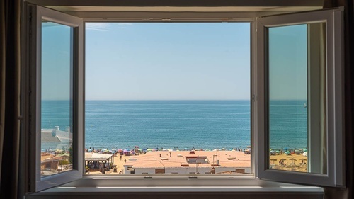 Stunning beach & ocean view from Pato Rojo Hotel in Punta Umbria, Huelva.