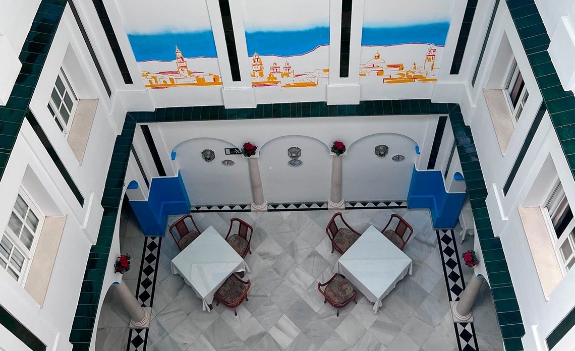 una vista aérea del ojo patio del hotel