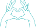 un pixel art de dos manos haciendo un corazón .