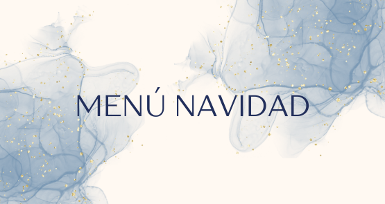 un menú de navidad con un fondo azul y dorado