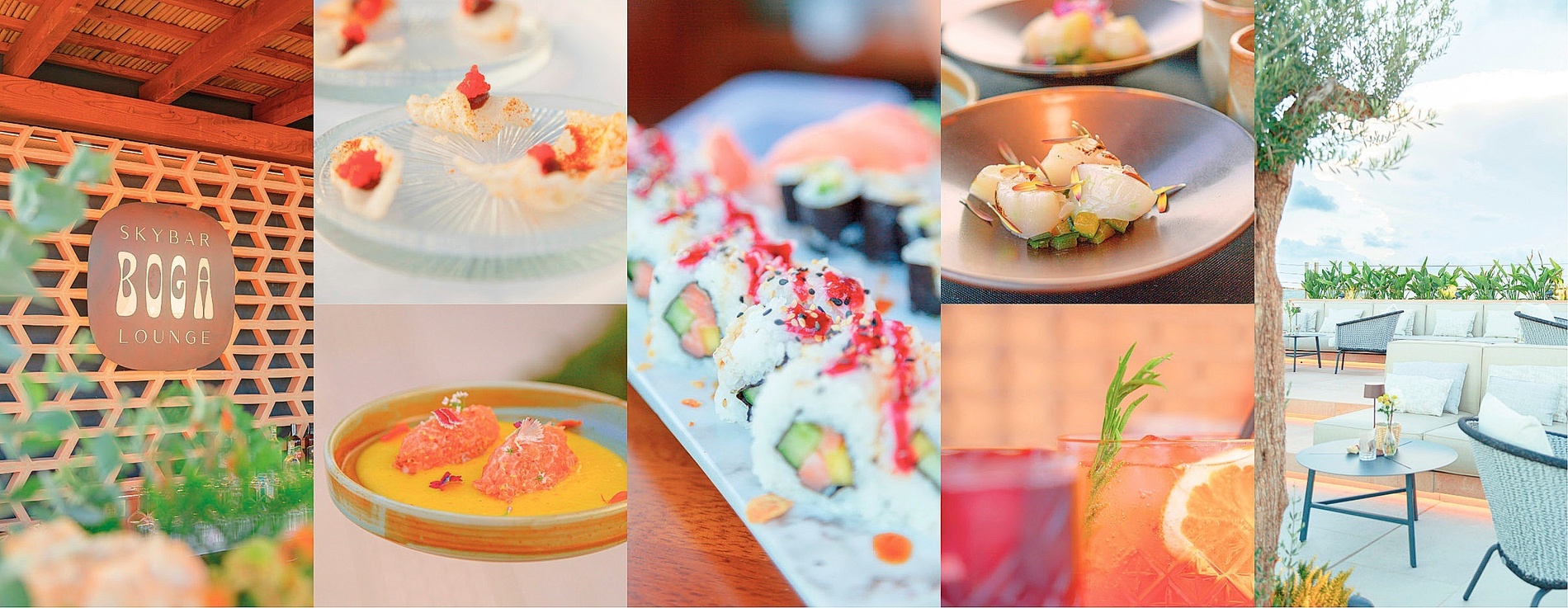 un collage de fotos de comida en boca lounge