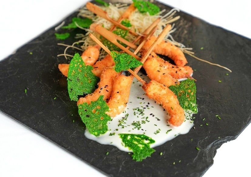 a close up of a plate of food on a table