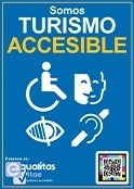 un cartel azul que dice somos turismo accesible .