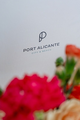 port alicante city and beach is written on a white background - 