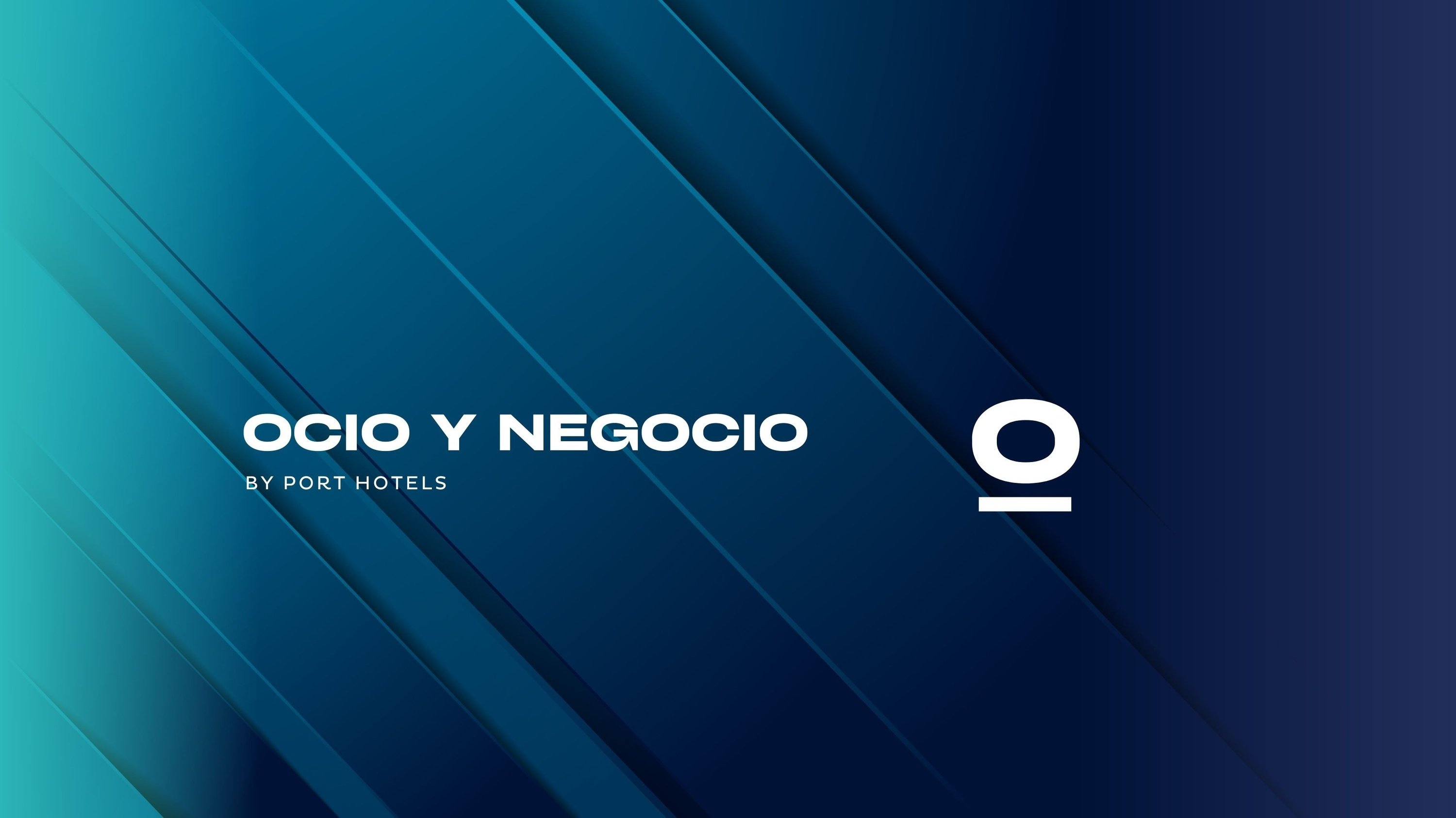 a blue background with the words ocio y negocio by port hotels