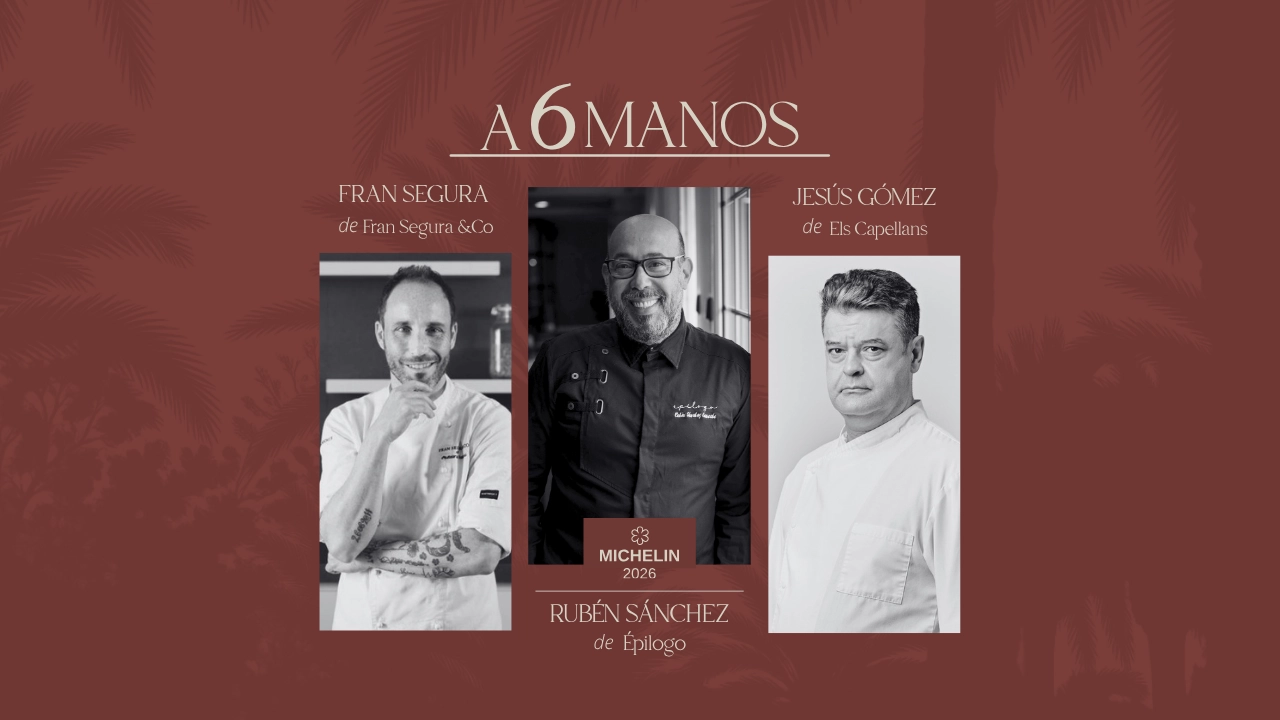 Chefs Fran Segura, Jesús Gómez, y Rubén Sánchez en evento Port Hotels