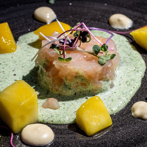 a close up of a plate of food on a table