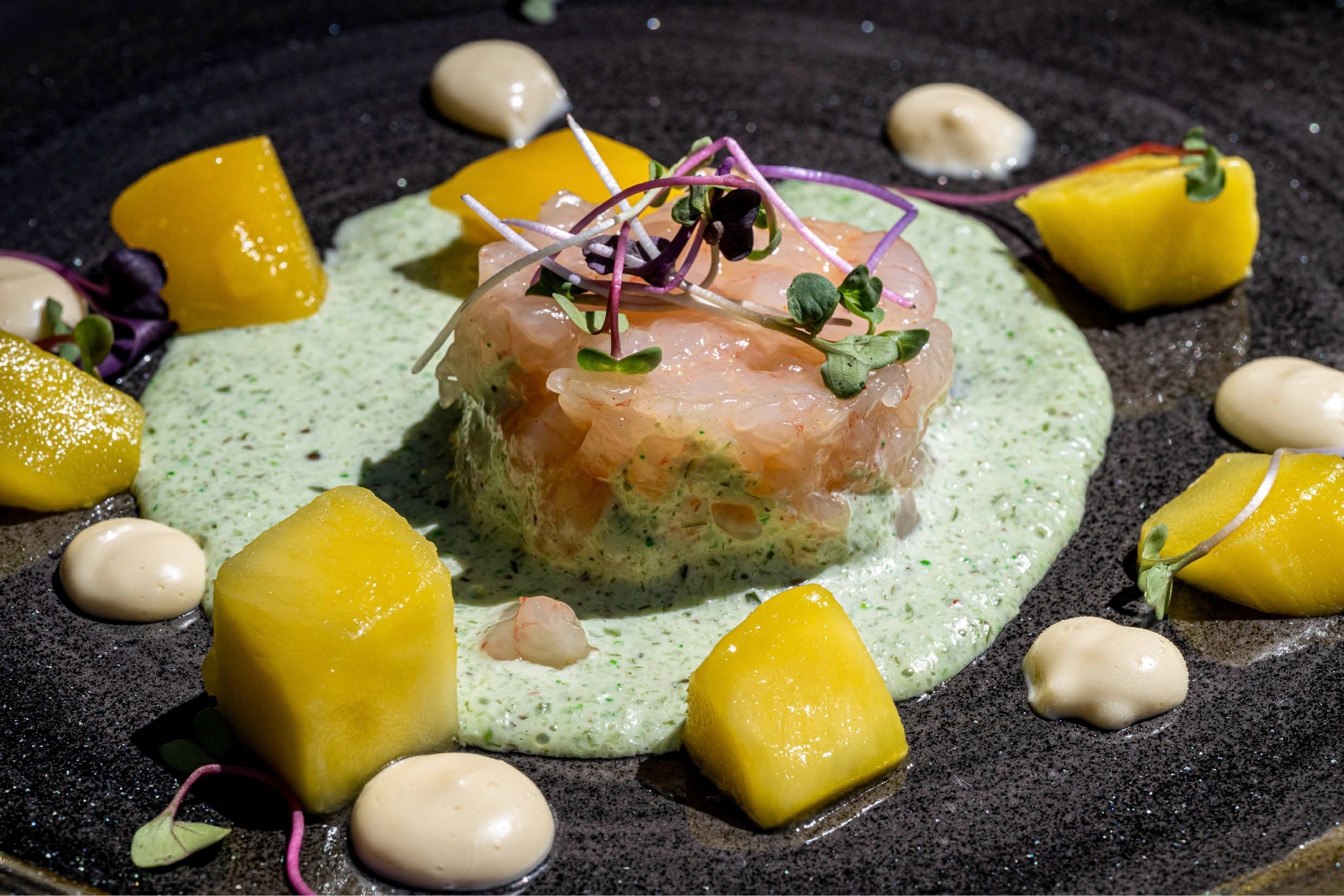 a close up of a plate of food on a table