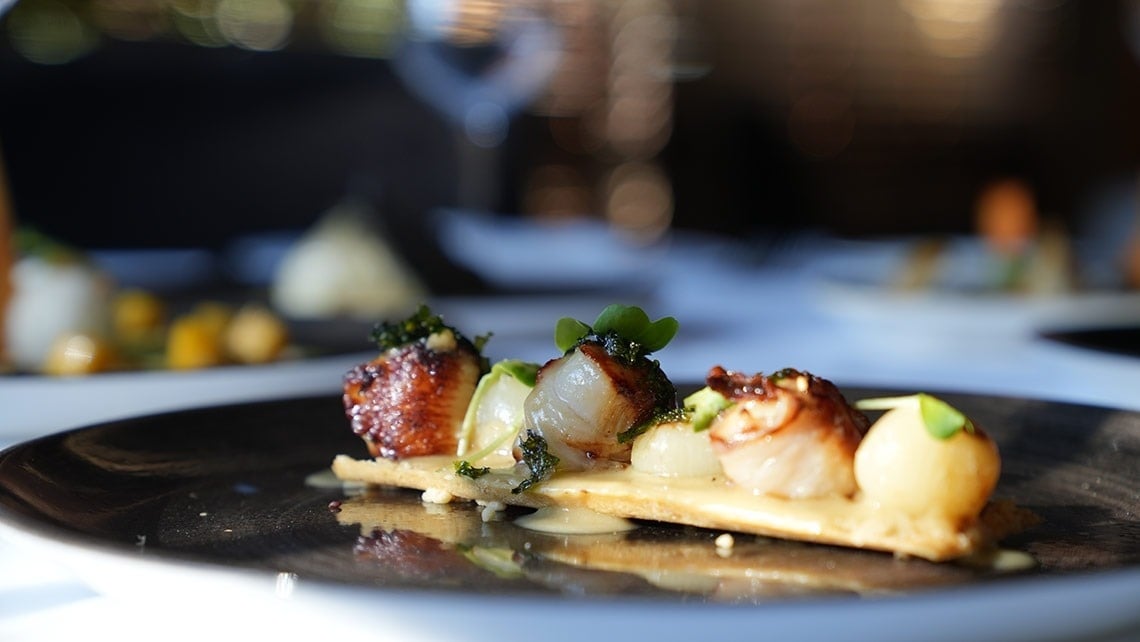 a close up of a plate of food on a table