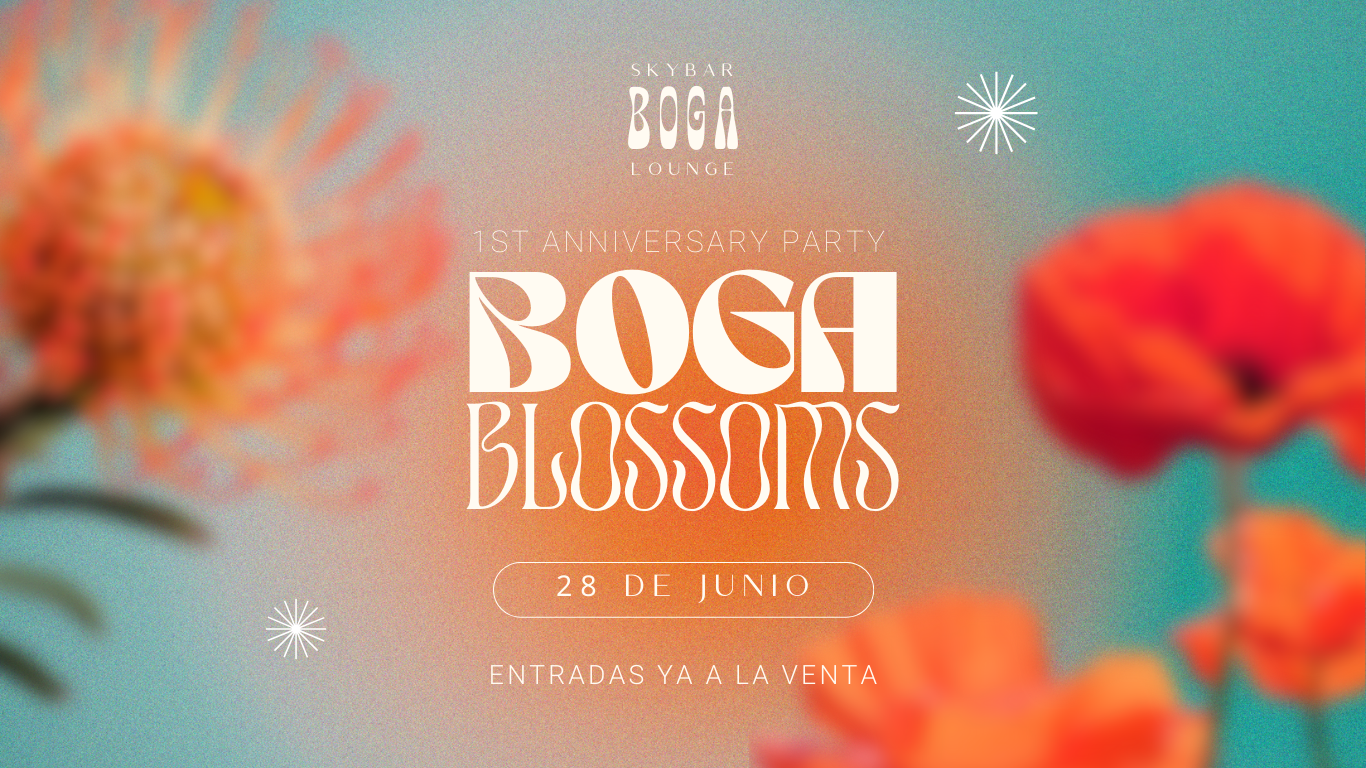 un cartel para el primer aniversario de skybar boga lounge