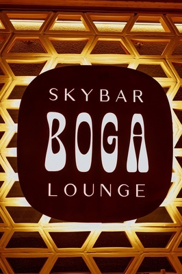 a sign that says sky bar boga lounge on it - 