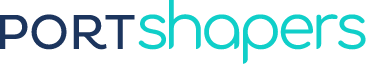 un logotipo azul y blanco para portshaper 's