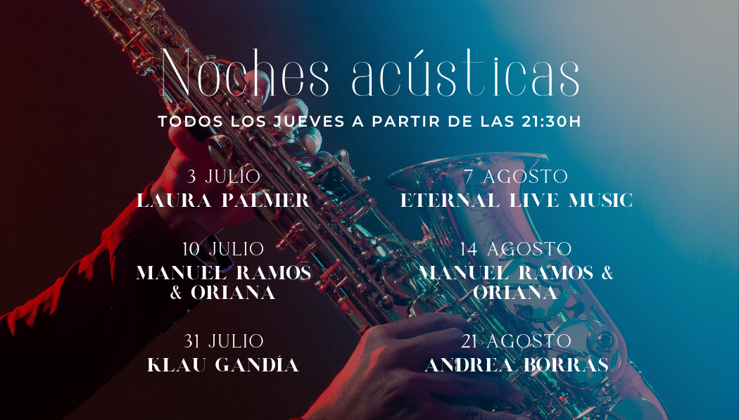 un cartel que anuncia noches acústicas en los jueves
