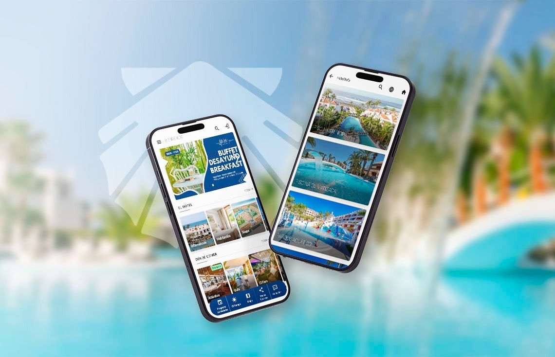 dos teléfonos inteligentes se muestran junto a una piscina