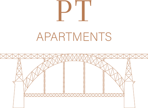 uma imagem de uma ponte com a palavra apartamentos ao fundo