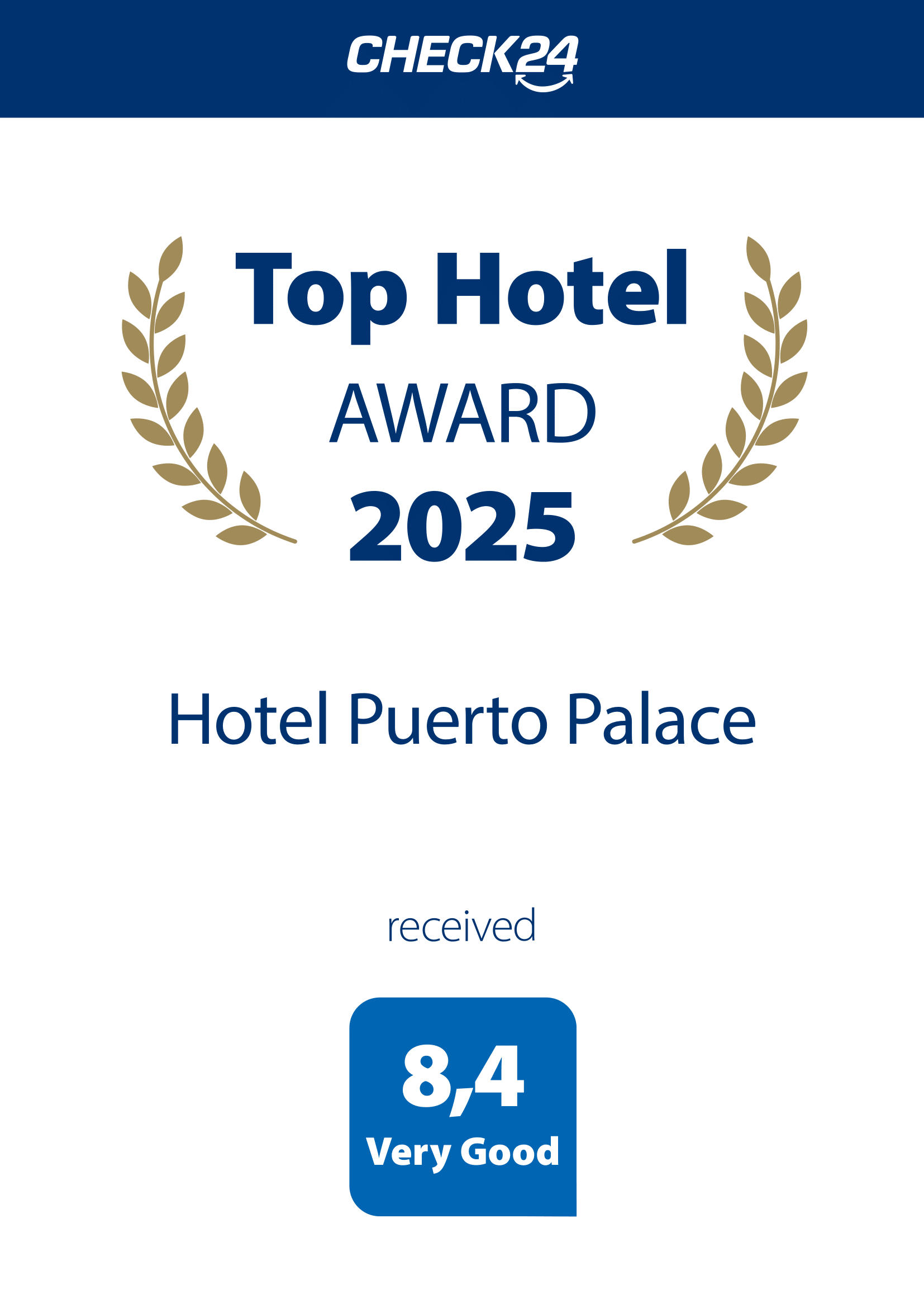 Hotel puerto palace erhält den Top-Hotel-Award 2025