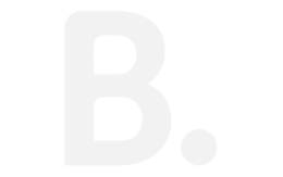 a white letter b with a circle around it on a white background .