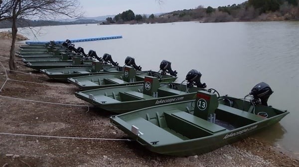 a row of boats with the number 13 on them