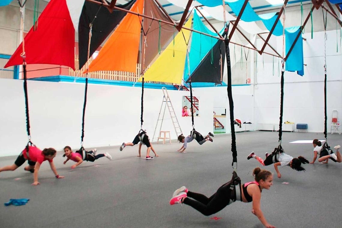 a group of people are doing push ups in a gym