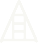 a white triangle with a ladder inside of it on a white background .