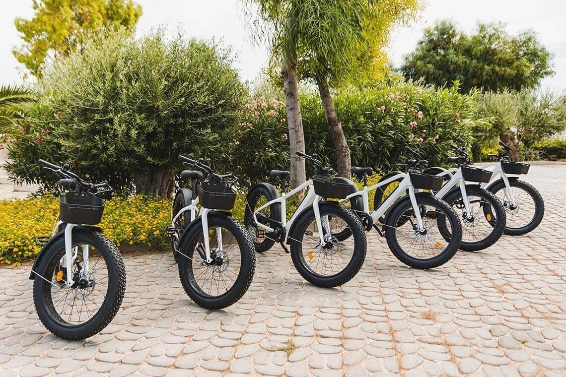 una fila de bicicletes alineades una a l' altra