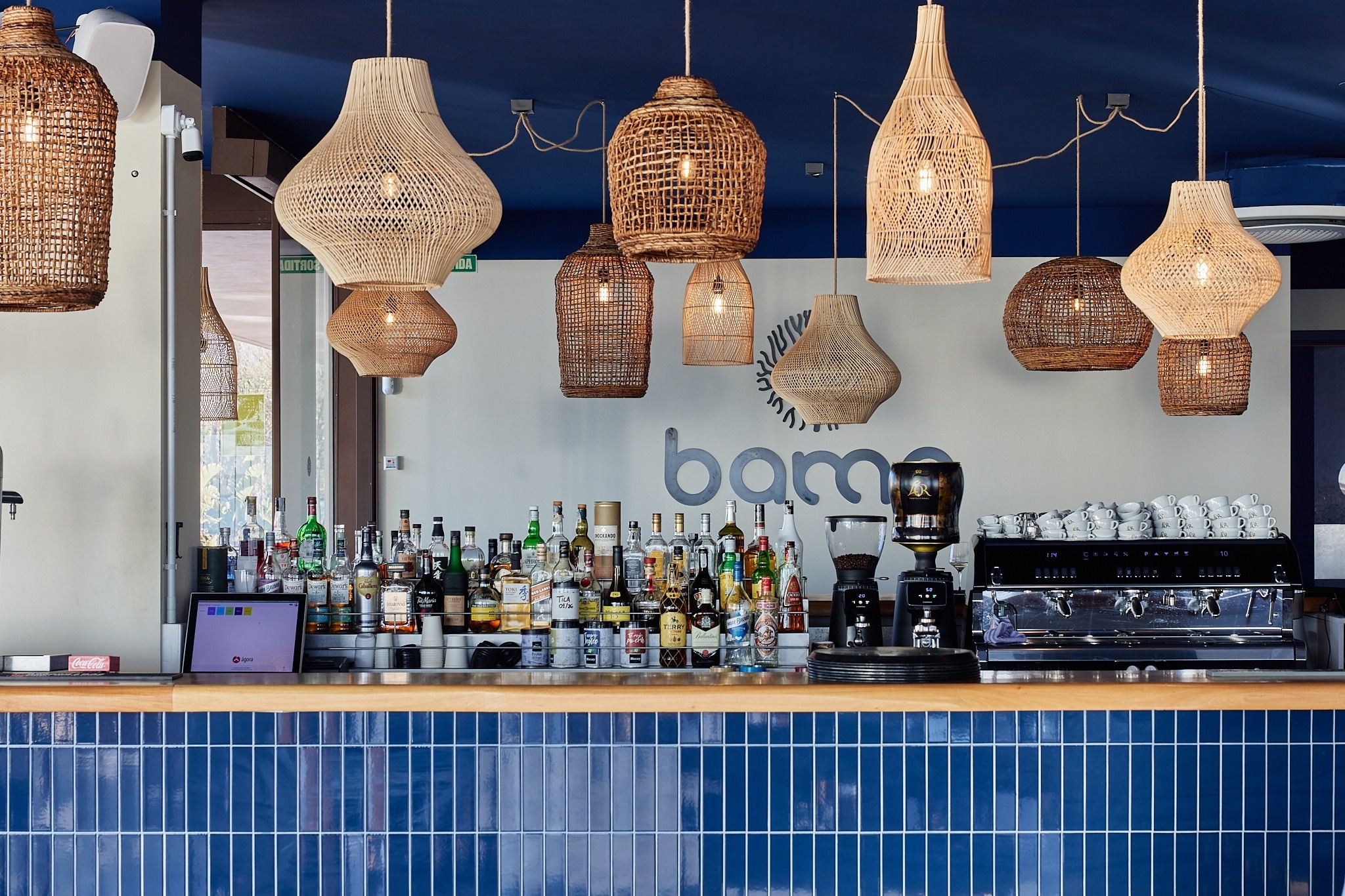 a bar with a sign that says bam on it
