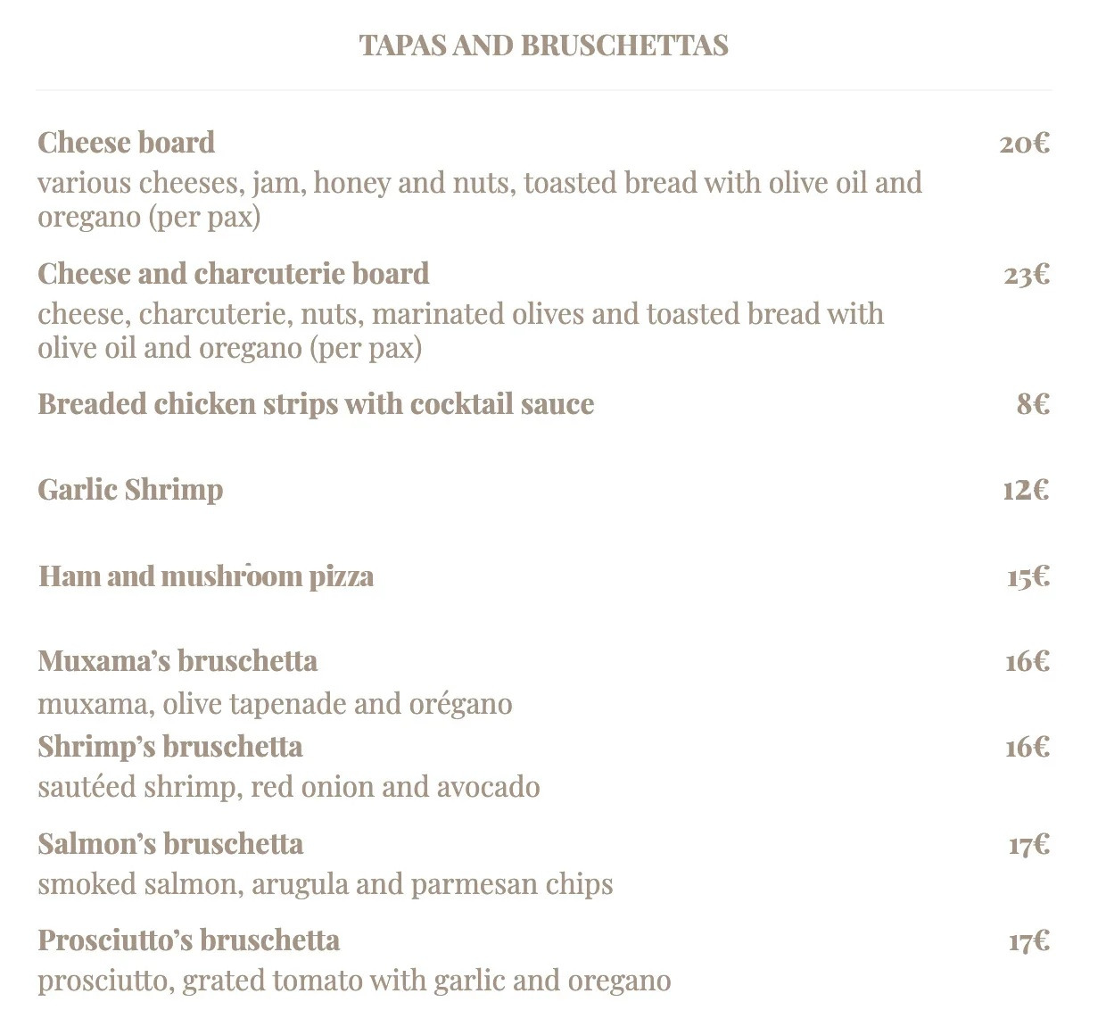 tapas and bruschettas