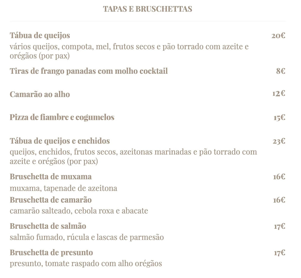 tapas e brushchettas