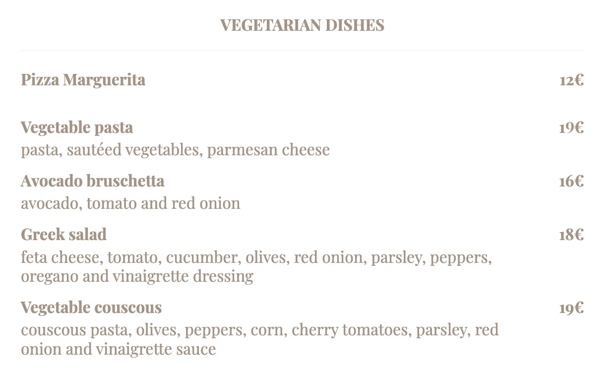 vegetarian dishes