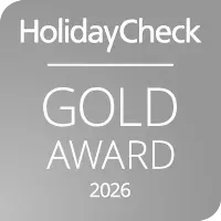 R2 Hotels: Firmen. HolidayCheck Gold Award 2026 Siegel.