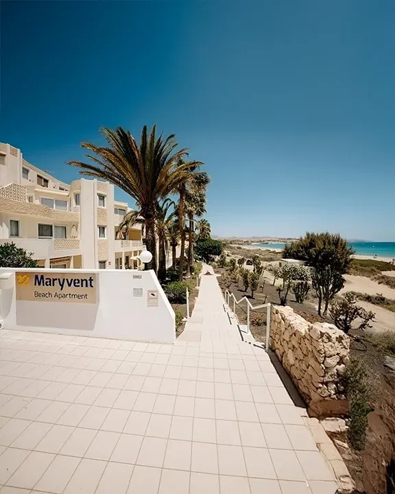 R2 Maryvent Beach Apartment: Meerblick mit Palmen.