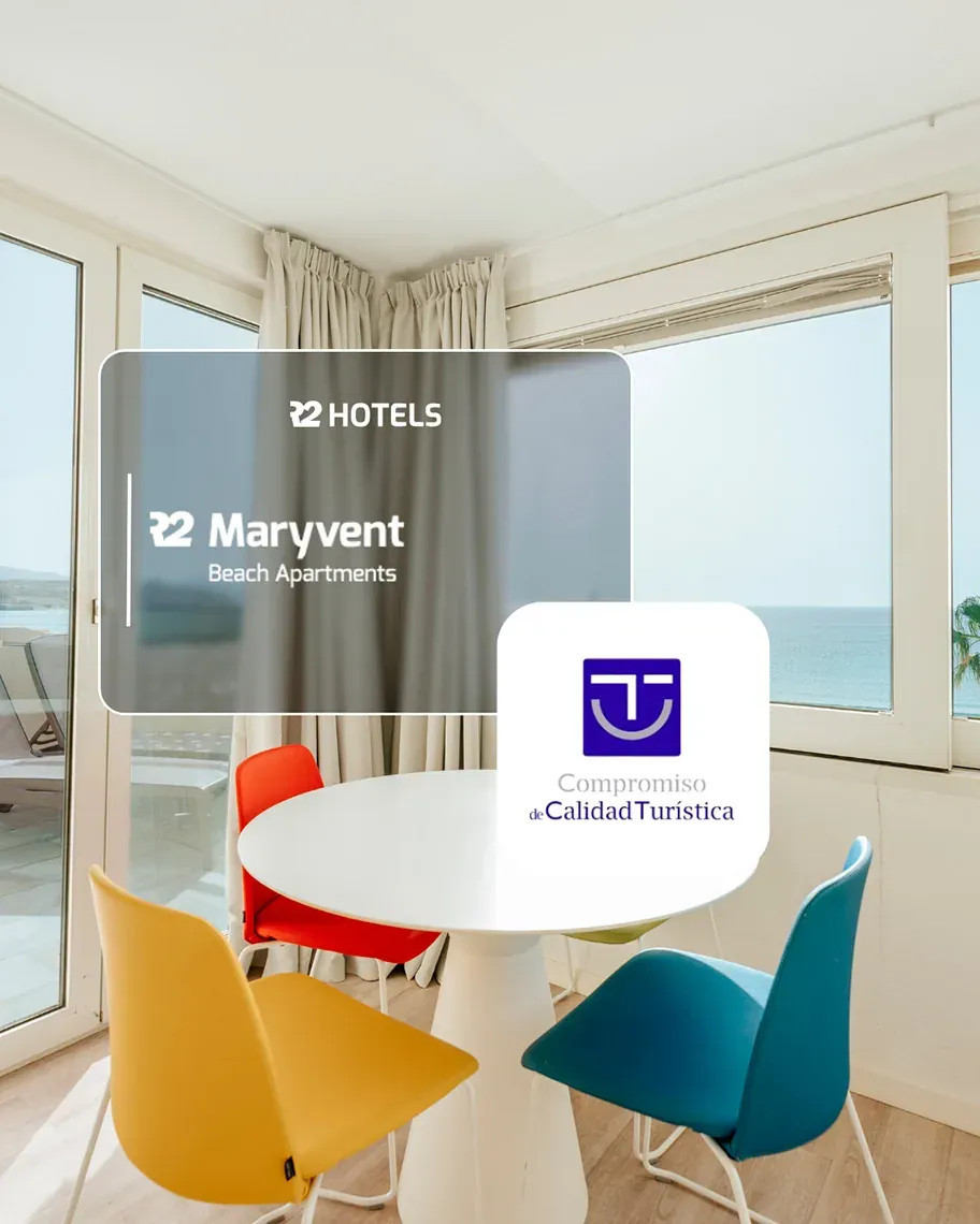Maryvent Beach Apartments, label R2 Hoteles: Corporativa et logo de qualité touristique.